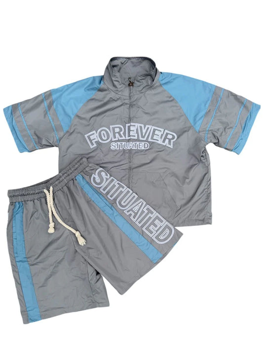 Forever Situated Short Set - Track - Grey And Blue - Trckssbb