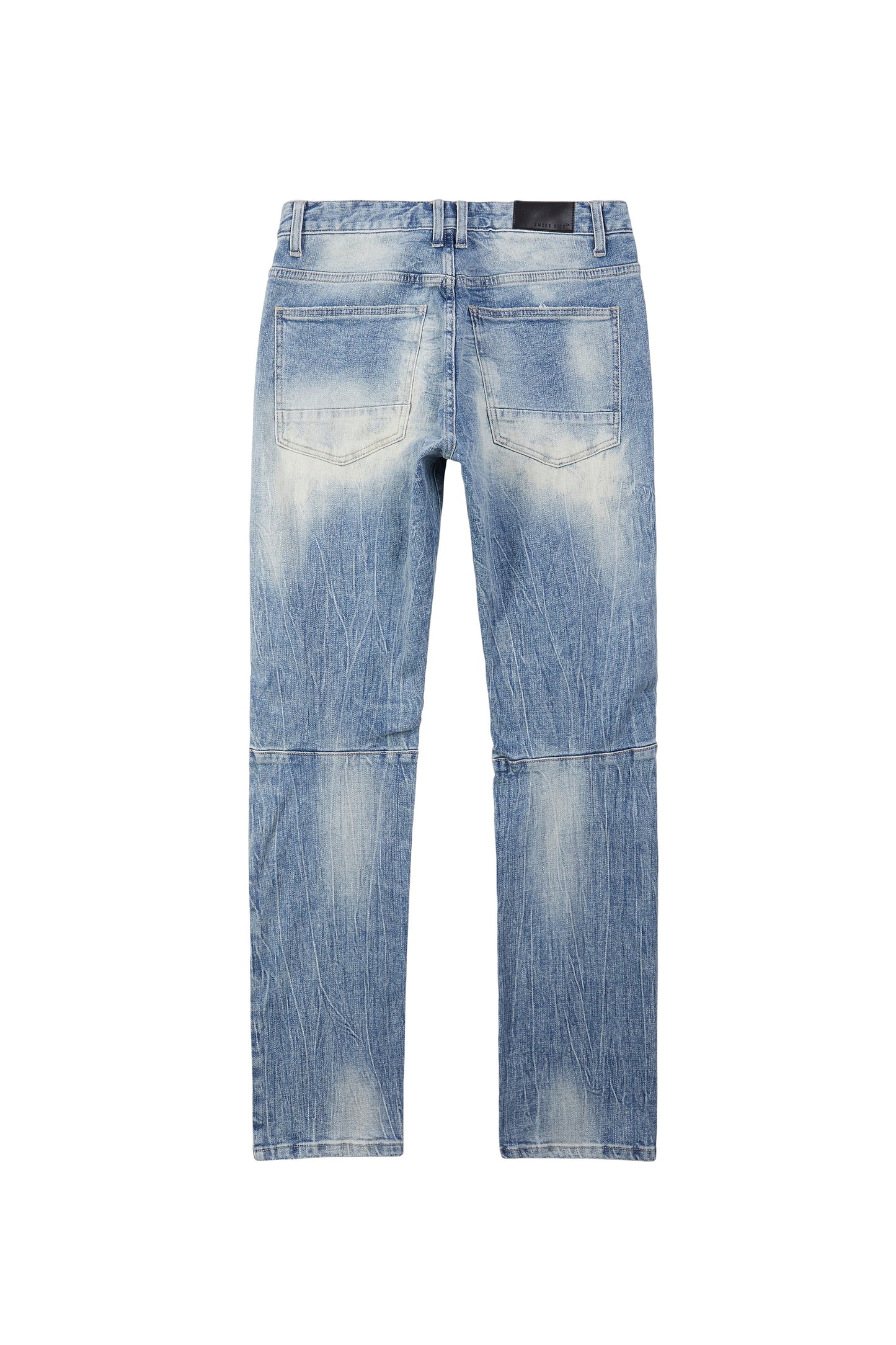 Embroidered Plaid Backed Denim Jeans - Lowell Blue-jP23619