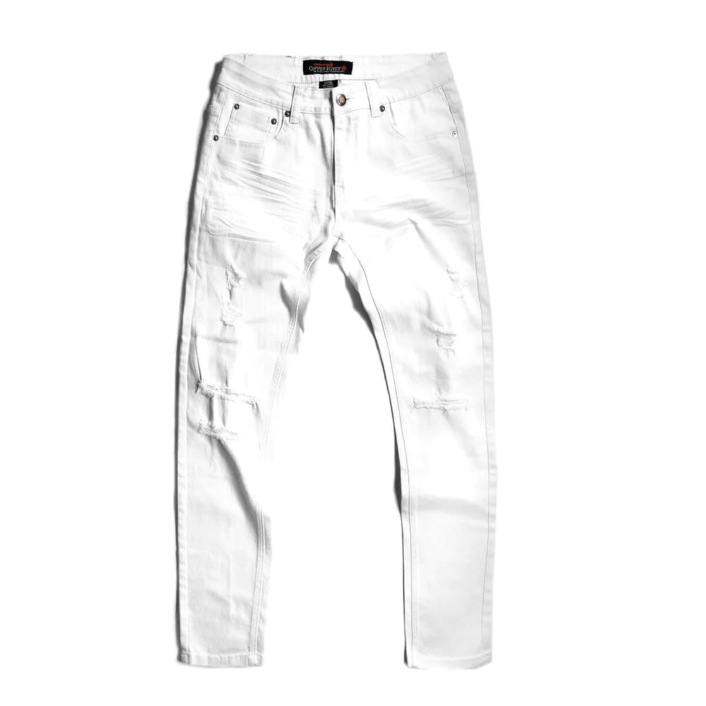 MEN'S COPPER RIVET JEAN WITH RIPS (WHITE)-913211