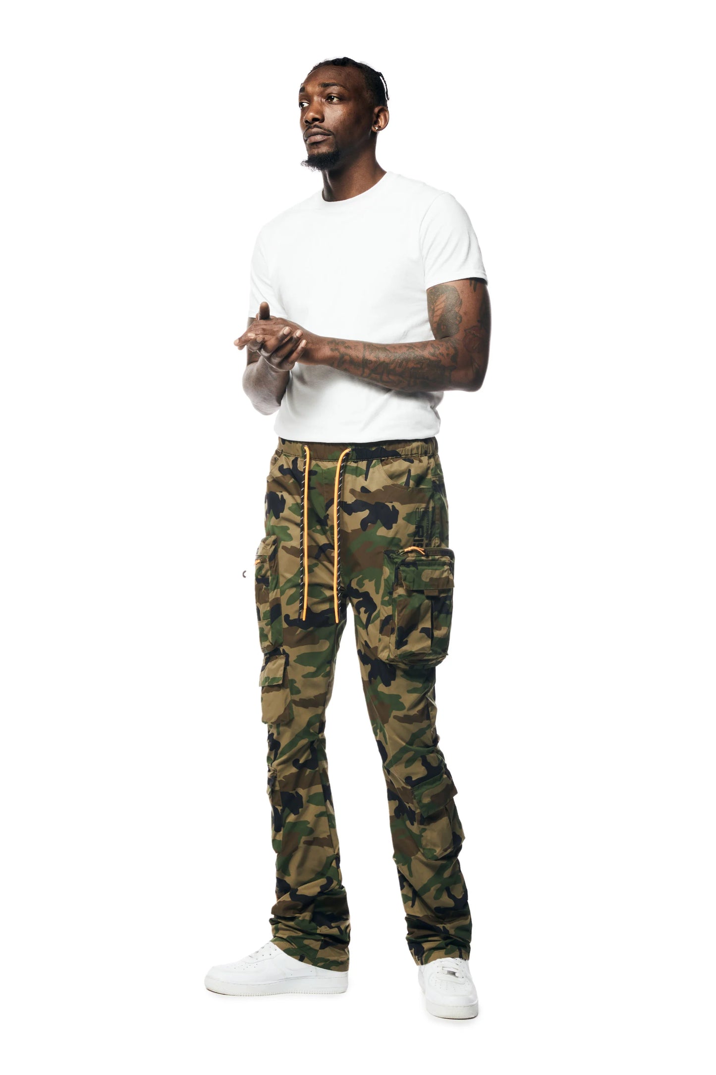 Stacked Windbreaker Utility Pants - Wood Camo-WP23586