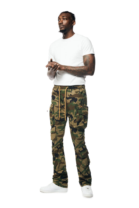 Stacked Windbreaker Utility Pants - Wood Camo-WP23586