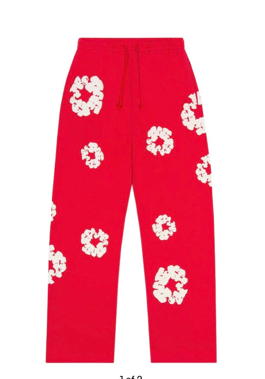 Denim Tears Cotton Wreath Baggy Sweatpants Red'