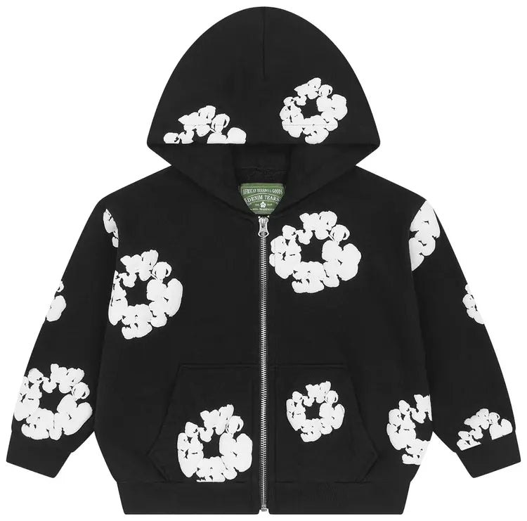 Denim Tears Wreath Zip Hoodie 'Black'