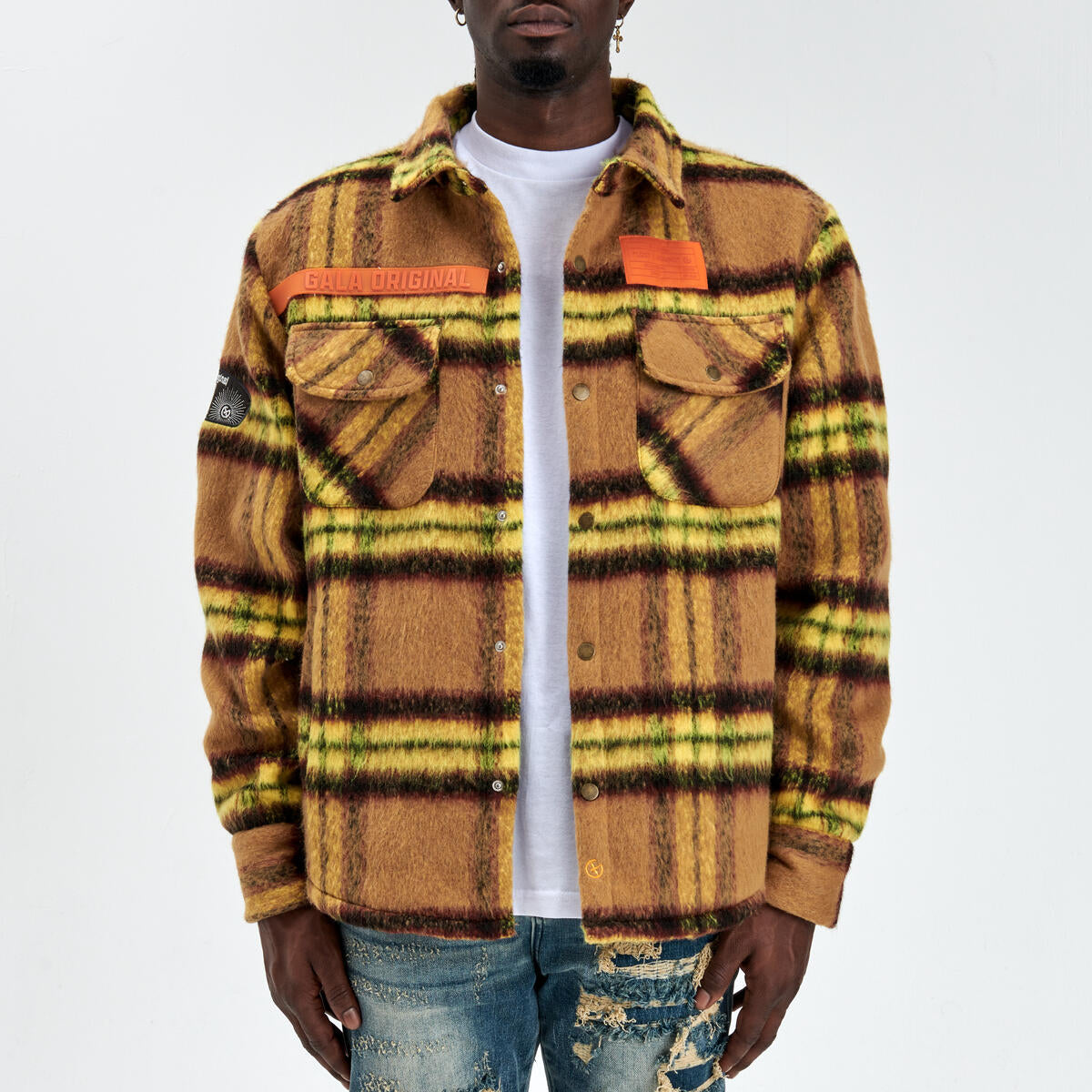 GALA-FURY FLEECE FLANNEL JACKET (RUST)-G-H-23-010
