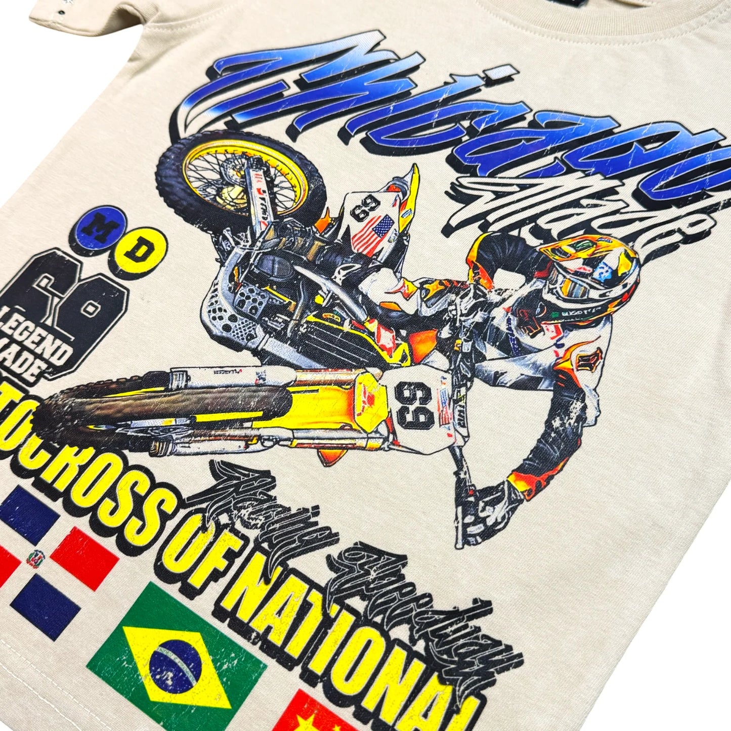 Elite MOTOR CROSS PREMIUM EMBELLISHED CREAM KIDS TEE
