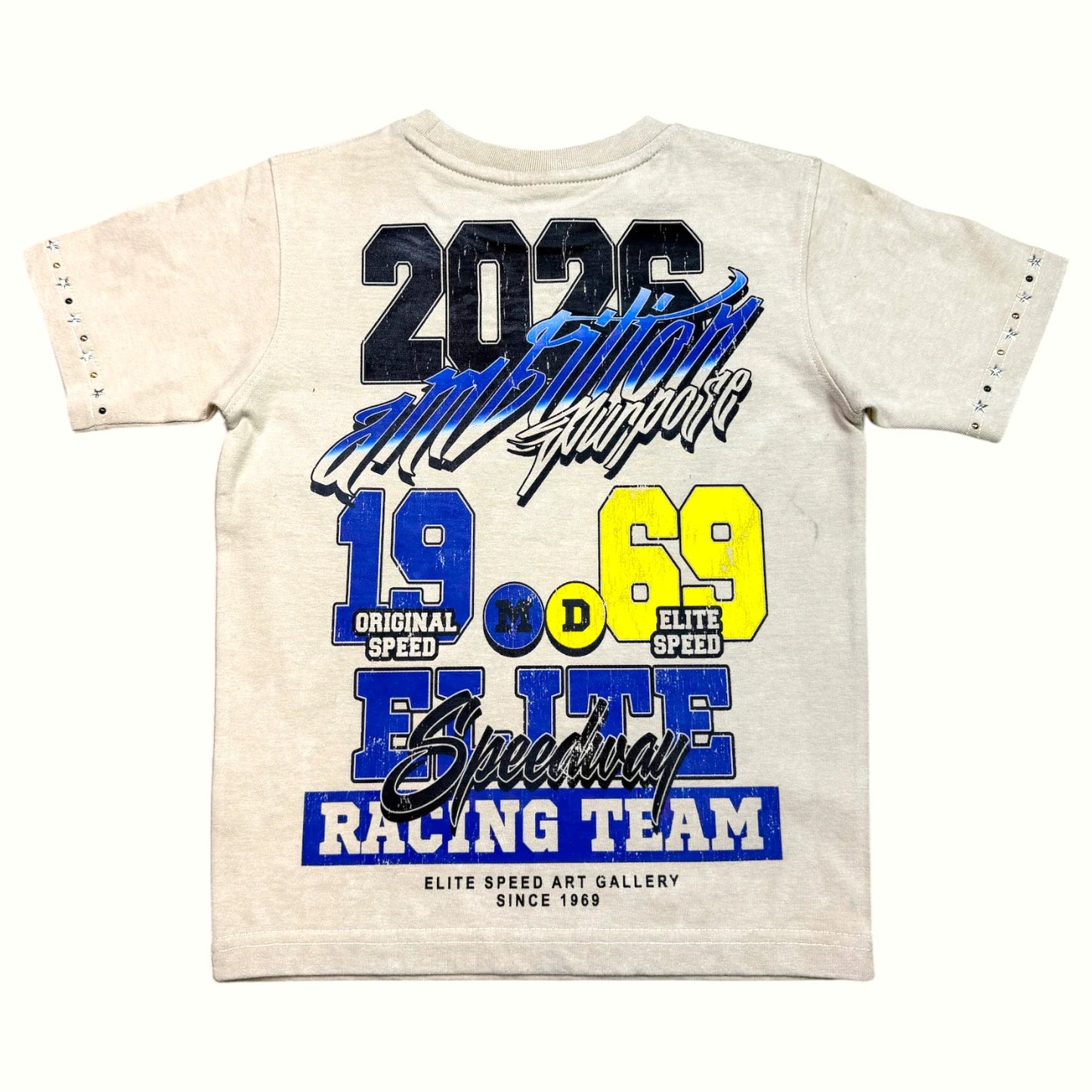 Elite MOTOR CROSS PREMIUM EMBELLISHED CREAM KIDS TEE