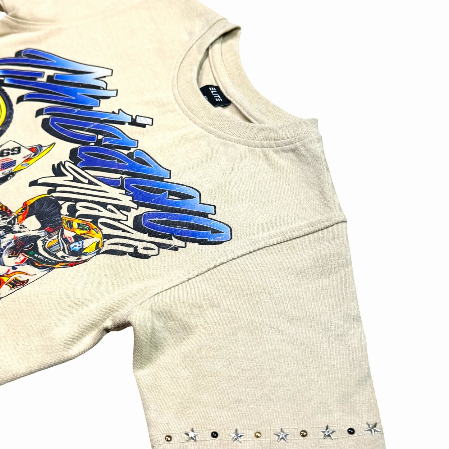 Elite MOTOR CROSS PREMIUM EMBELLISHED CREAM KIDS TEE