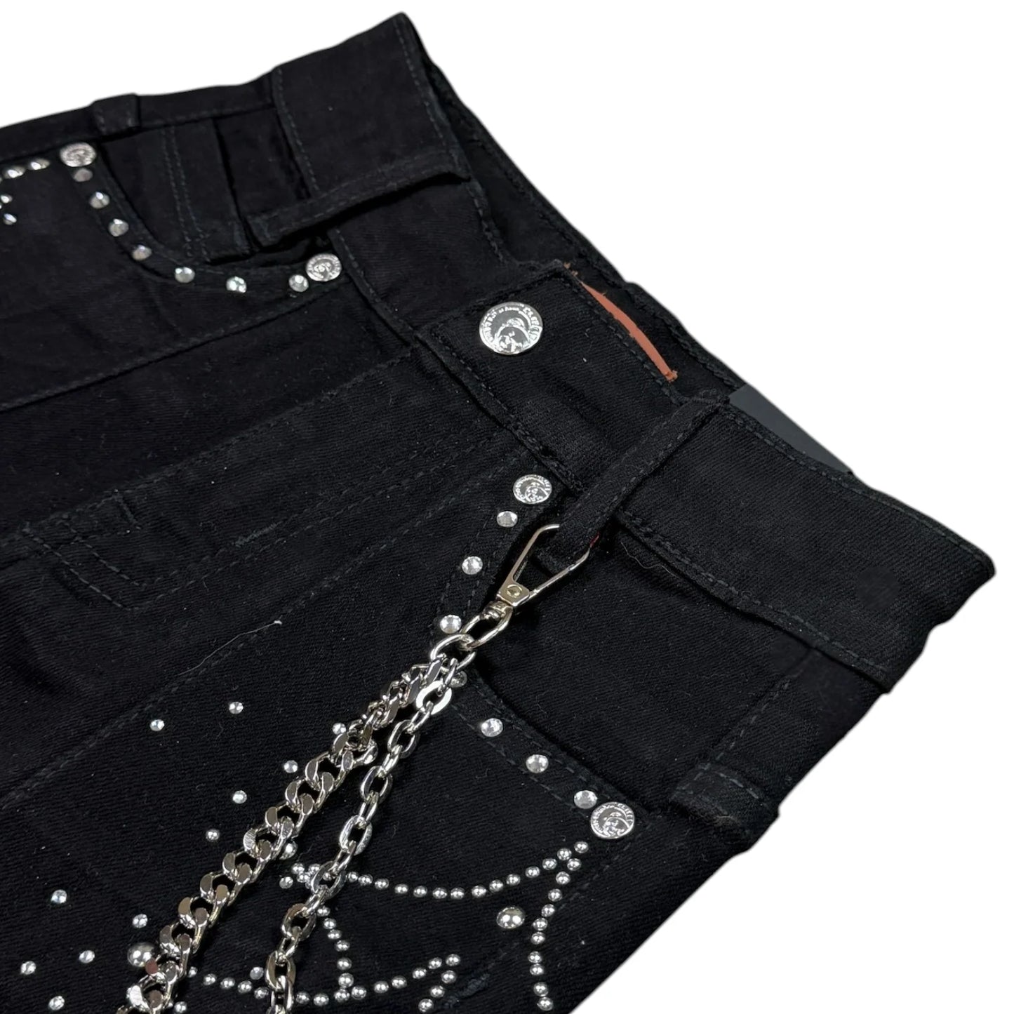 ELITE JET BLACK MOON PHASE KIDS RHINESTONES DENIM SHORTS
