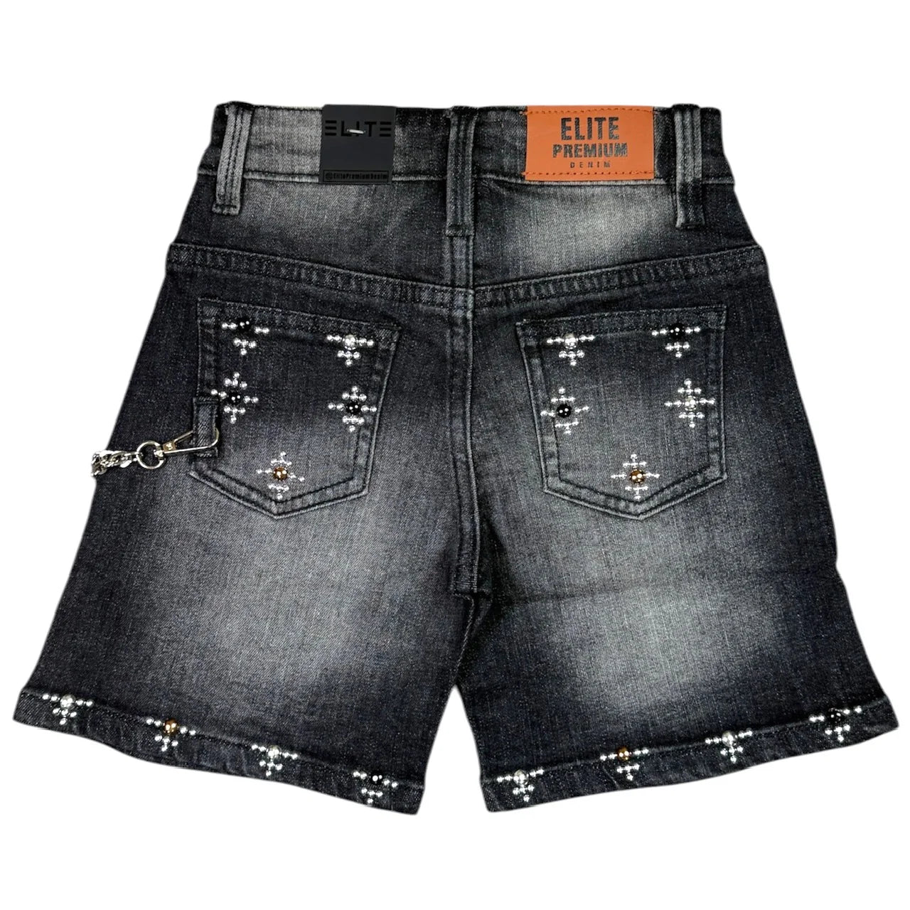 ELITE FADED BLACK WASHED KIDS DENIM SHORTS