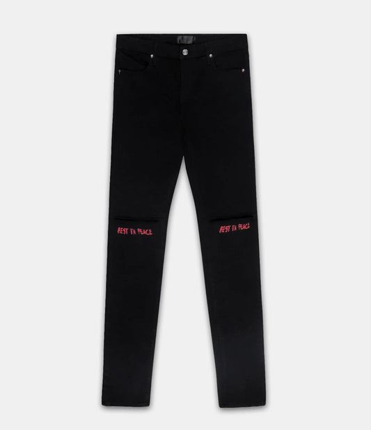 RTA-BRYANT SKINNY JEAN | BLACK RED REST IN PEACE