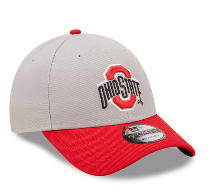 NEW ERA CAP-Ohio State Buckeyes Primary Logo Core Classic Chrome White Adjustable Hat -60265427