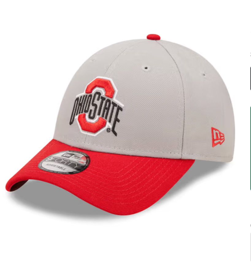 NEW ERA CAP-Ohio State Buckeyes Primary Logo Core Classic Chrome White Adjustable Hat -60265427