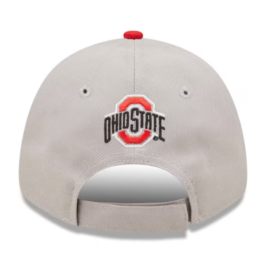 NEW ERA CAP-Ohio State Buckeyes Primary Logo Core Classic Chrome White Adjustable Hat -60265427