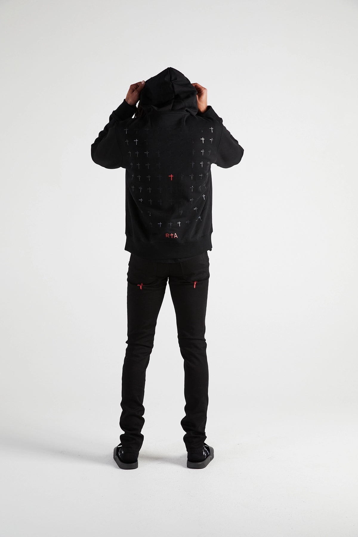 RTA-DION HOODIE | BLACK RED RIP CROSS-MH24K628
