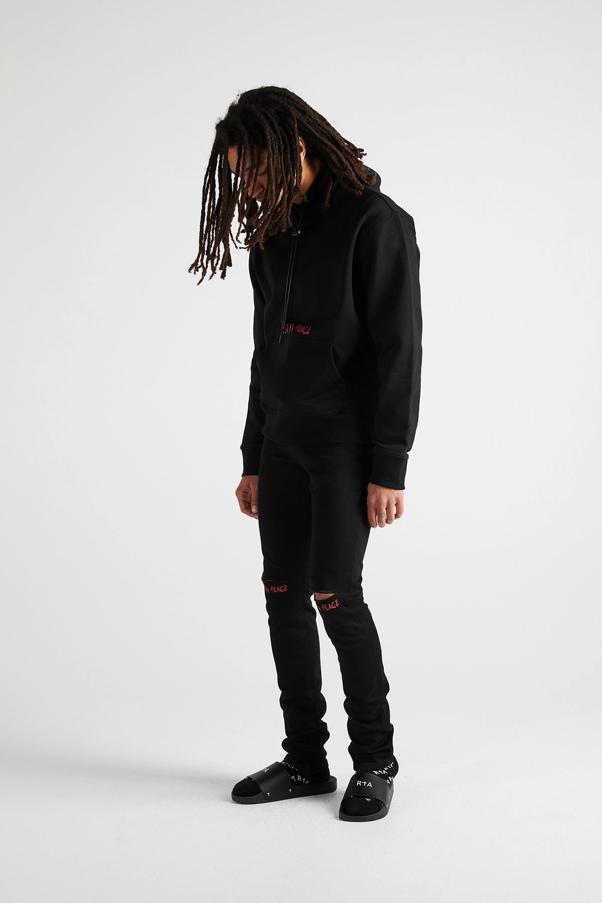 RTA-DION HOODIE | BLACK RED RIP CROSS-MH24K628