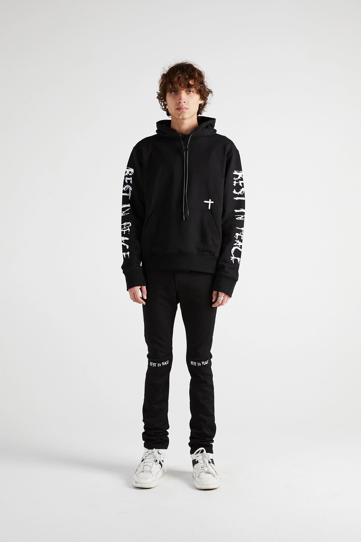 RTA-DION HOODIE | BLACK REST IN PEACE-MH24K628