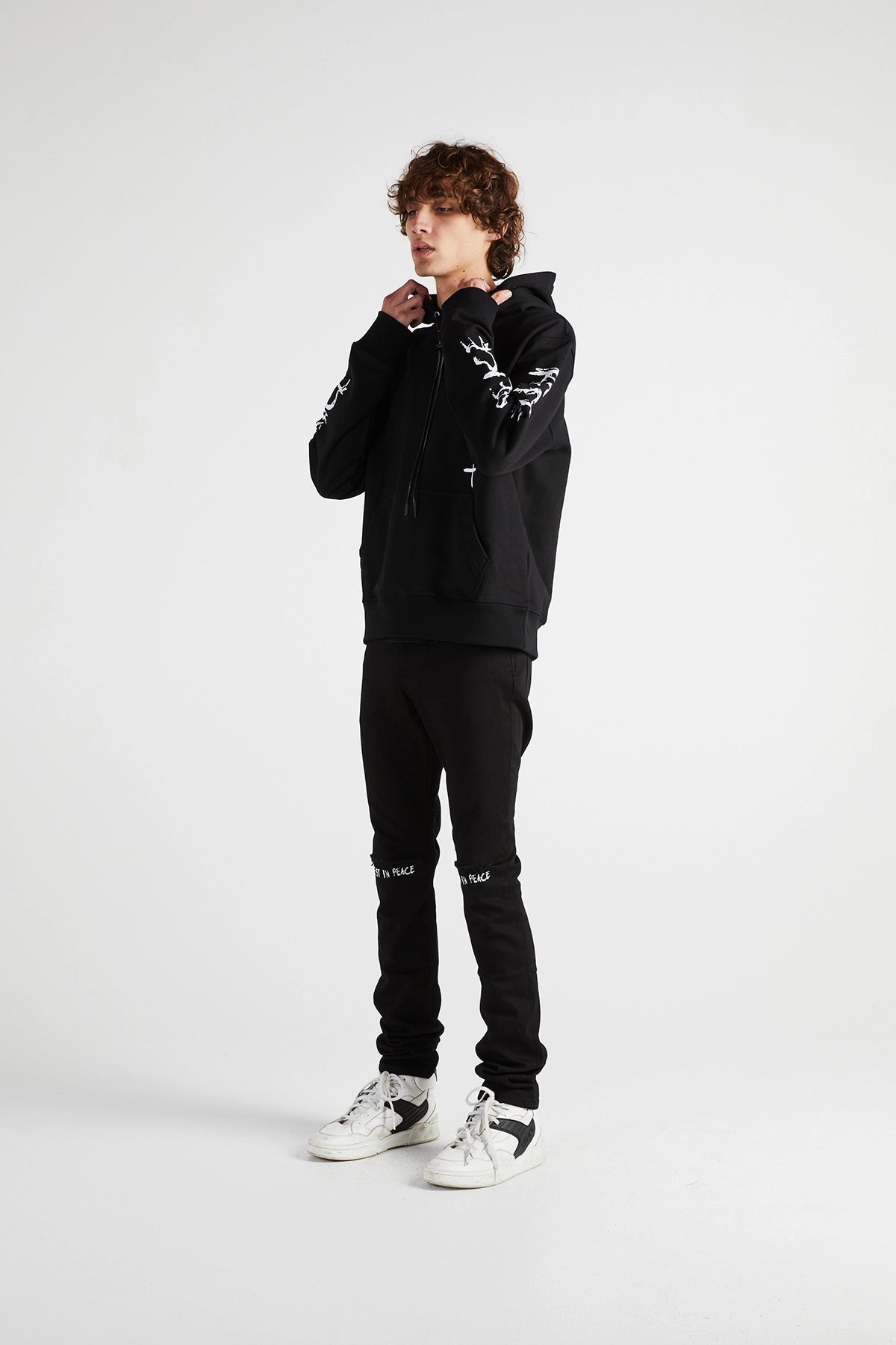 RTA-DION HOODIE | BLACK REST IN PEACE-MH24K628