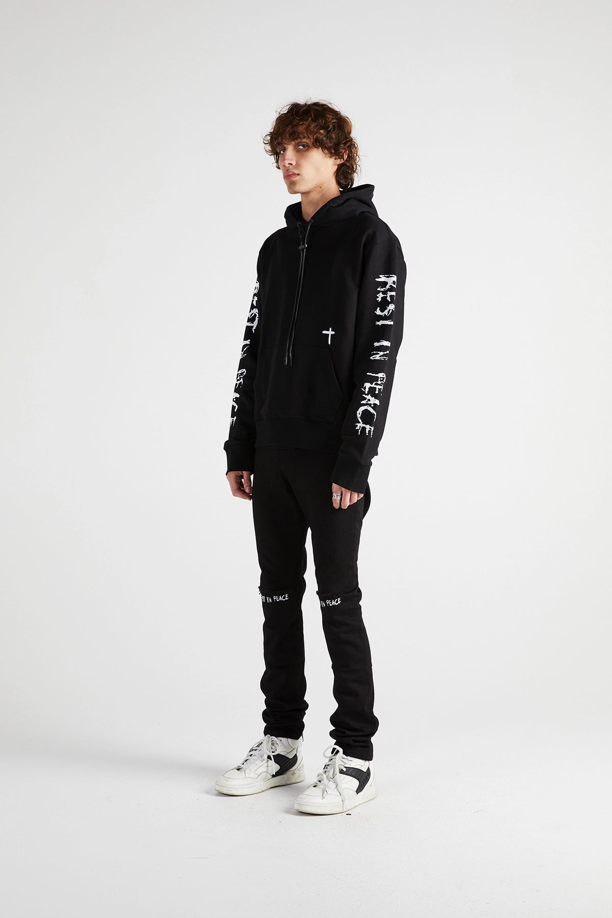 RTA-DION HOODIE | BLACK REST IN PEACE-MH24K628