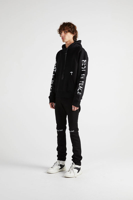 RTA-DION HOODIE | BLACK REST IN PEACE-MH24K628