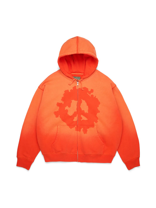 DENIM TEARS PEACE WREATH KNOCKOUT ZIP HOODIE ORANGE