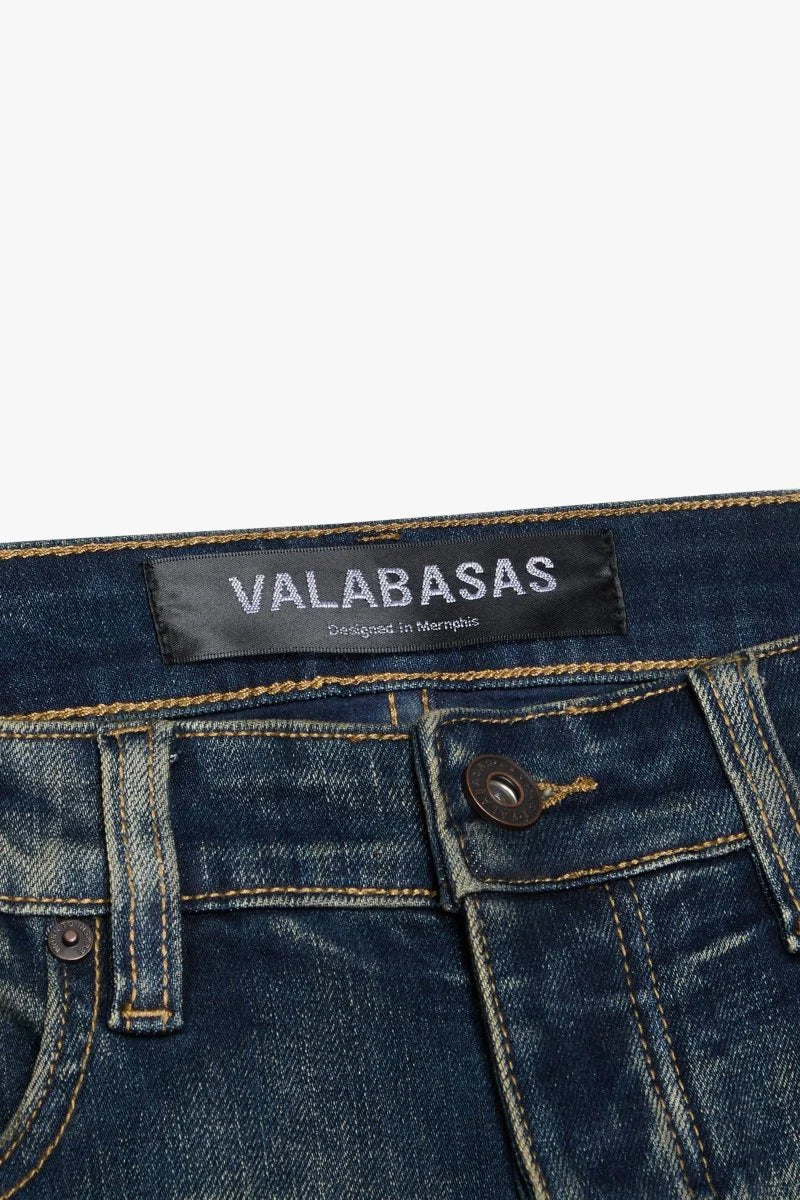 VALABASAS MR. FLEX DIRTY DARK BLUE WASH SKINNY JEANS