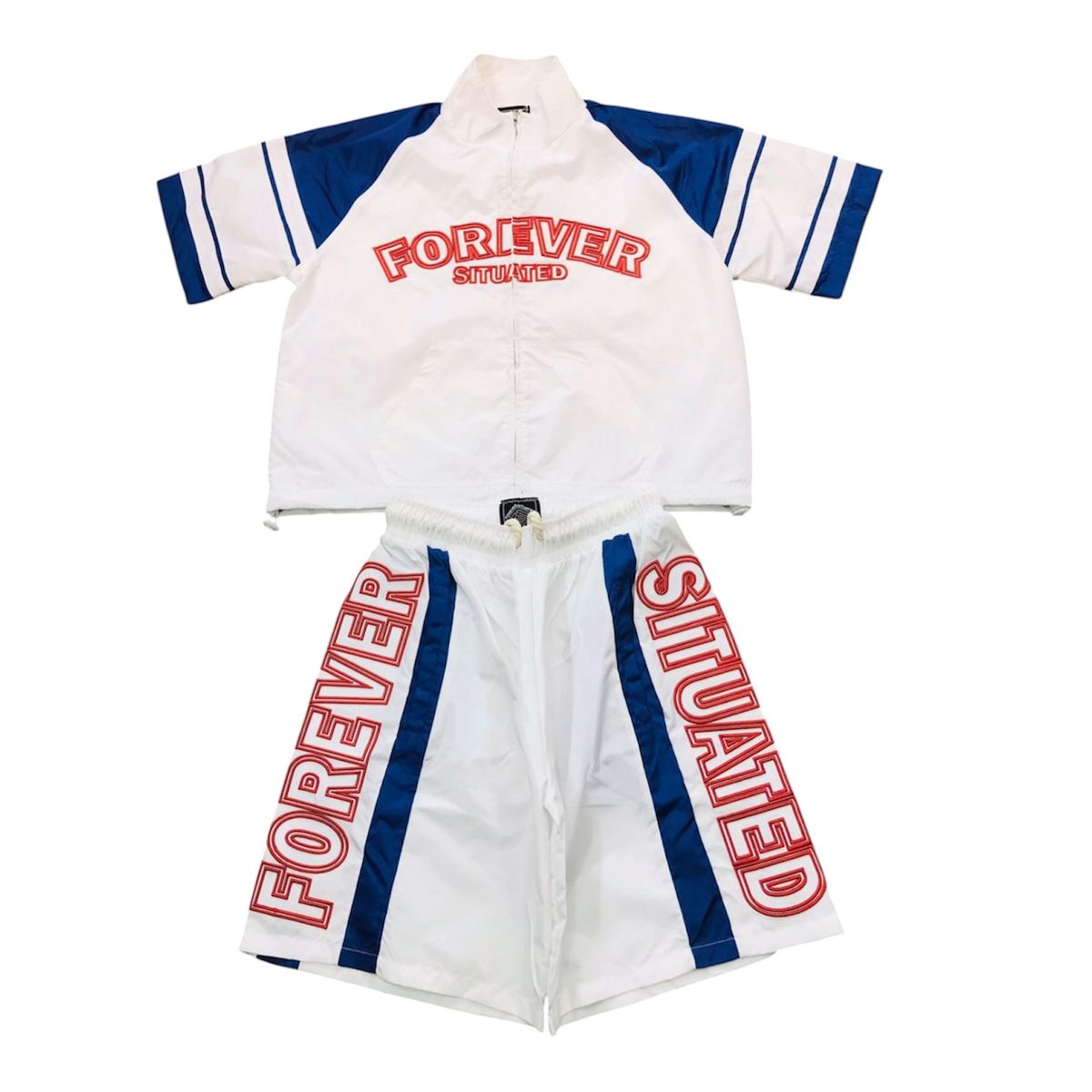 Forever Situated Short Set - Track - white.Blue - Tracksuit