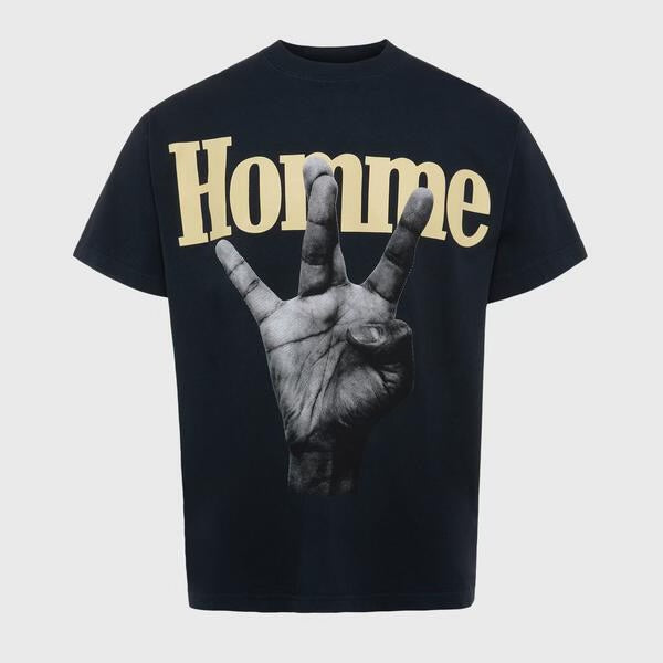 HOMME FEMME-TWISTED FINGERS TEE BLACK WITH RED AND GREEN