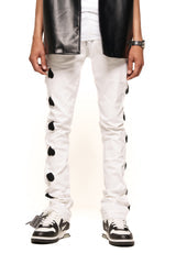 PHEELIMGS HEARTBEAT OF SUCCESS" FLARE STACK DENIM (WHITE/BLACK) PH-SS24-08