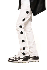 PHEELIMGS HEARTBEAT OF SUCCESS" FLARE STACK DENIM (WHITE/BLACK) PH-SS24-08