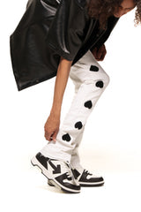 PHEELIMGS HEARTBEAT OF SUCCESS" FLARE STACK DENIM (WHITE/BLACK) PH-SS24-08