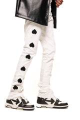 PHEELIMGS HEARTBEAT OF SUCCESS" FLARE STACK DENIM (WHITE/BLACK) PH-SS24-08