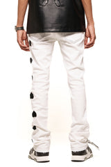 PHEELIMGS HEARTBEAT OF SUCCESS" FLARE STACK DENIM (WHITE/BLACK) PH-SS24-08