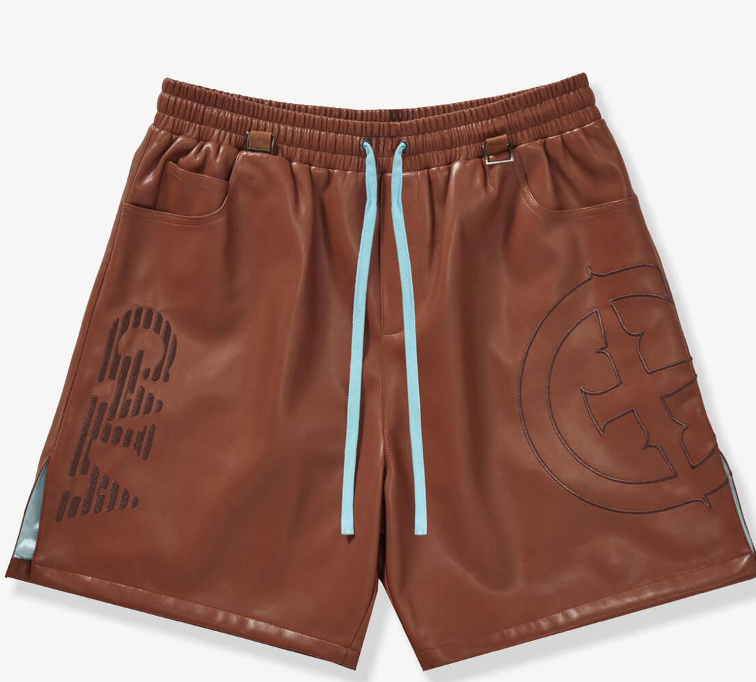 GALA-DELIRIOUS”LEATHER”SHORTS-BROWN-G-SP2-24-027