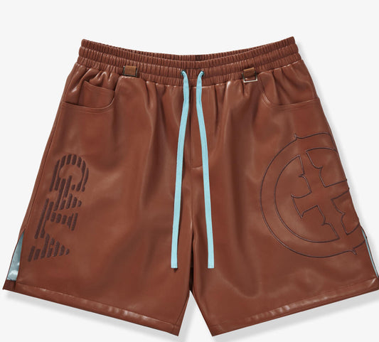 GALA-DELIRIOUS”LEATHER”SHORTS-BROWN-G-SP2-24-027