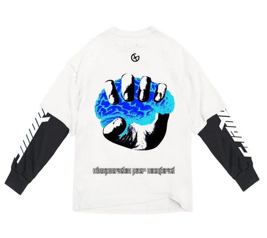 GALA-BLUE HEADACHE" L/S TEE (WHITE/BLACK)-G-SP2-24-007