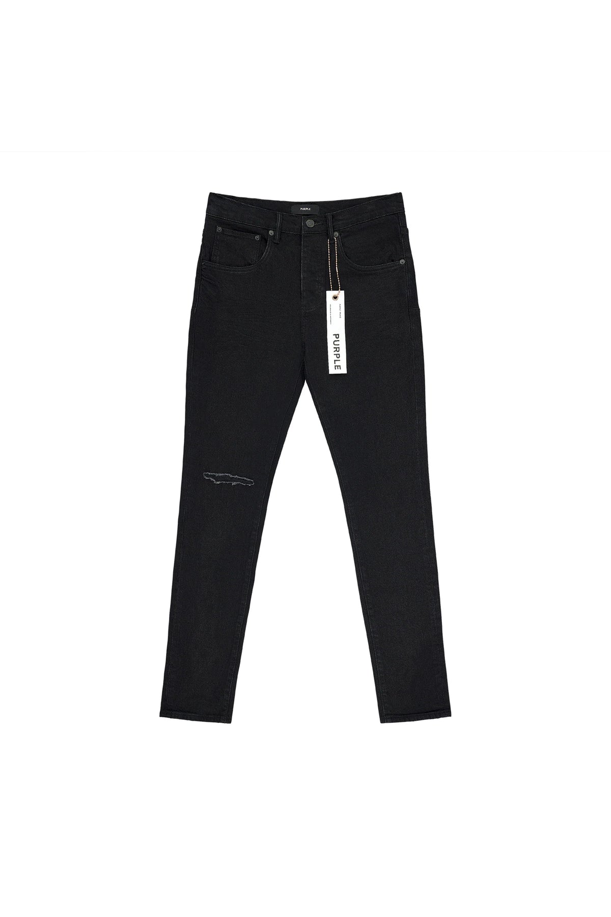 PURPLE- KNEE SLIT RINSE SLIM BLACK RINSE-P002-NDBR825