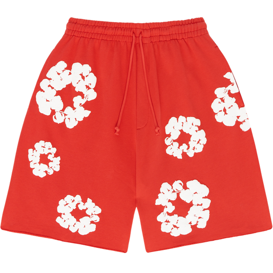 DENIM TEARS-The Cotton Wreath Shorts Red -402-300