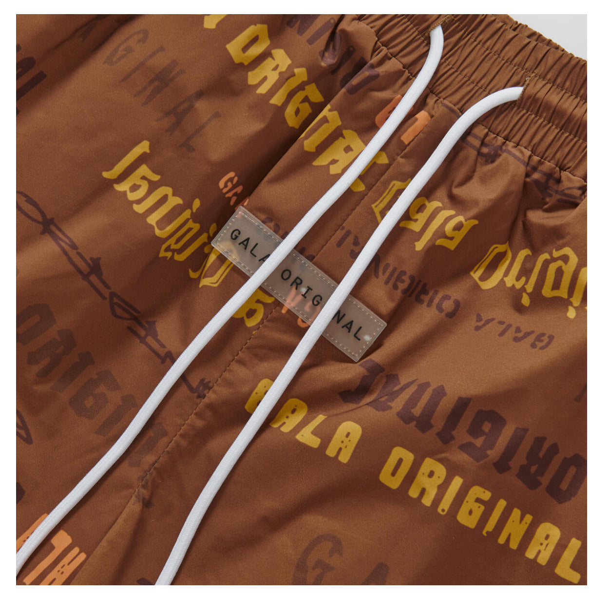 GALA-LICORICE" POLYESTER SHORTS (BROWN PRINTED)-G-SP2-24-032