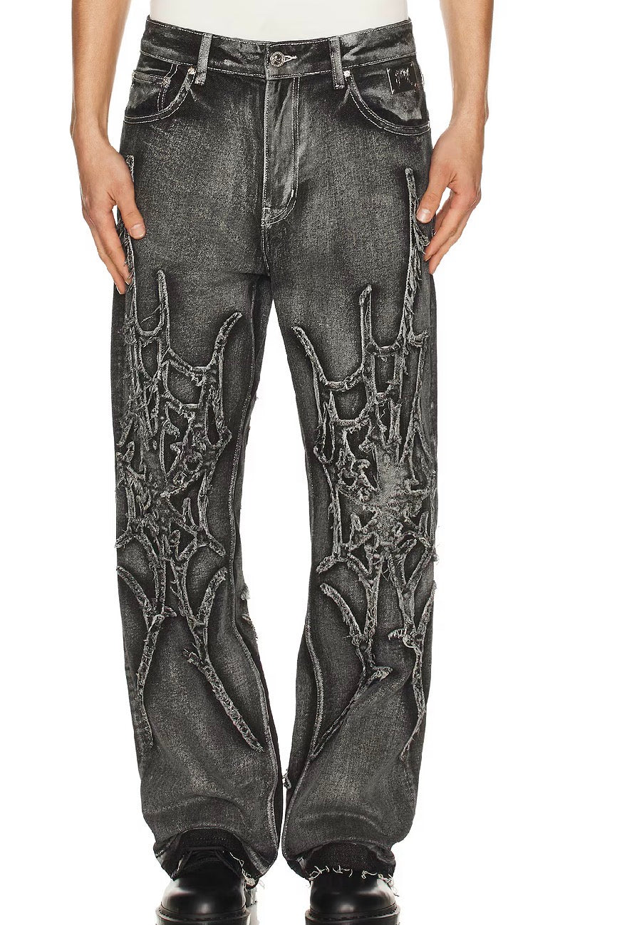 REVENGE Spider Web Denim Pant