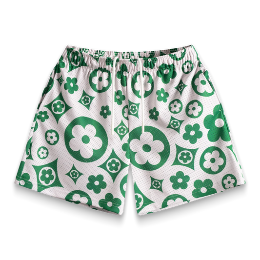 BRAVEST STUDIOS CREAM FLOWER SHORTS