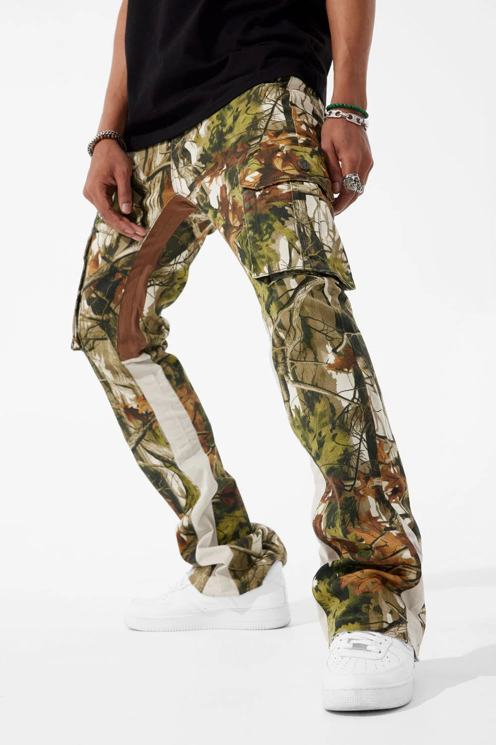 JORDAN CRAIG-KIDS STACKED CAMO CARGO DENIM (OAK)-JTF222C