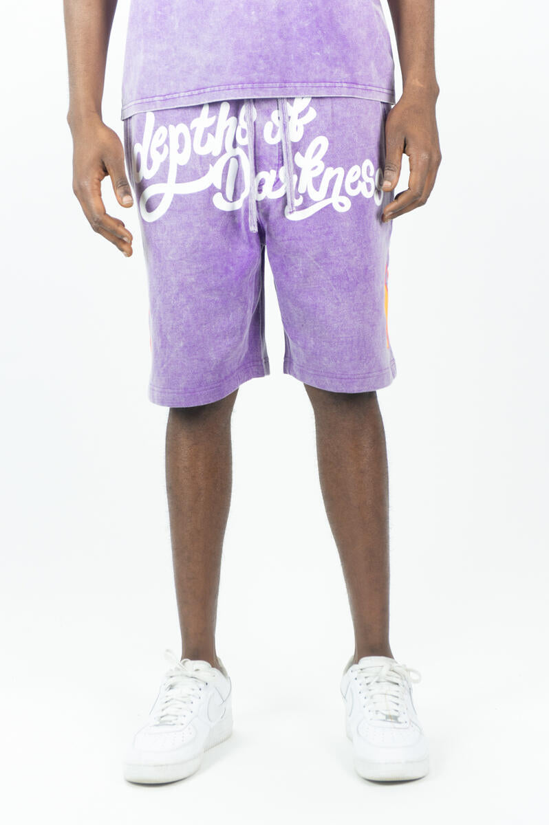 REBEL MINDS-ACID WASHED DARKNESS FLC SHORTS