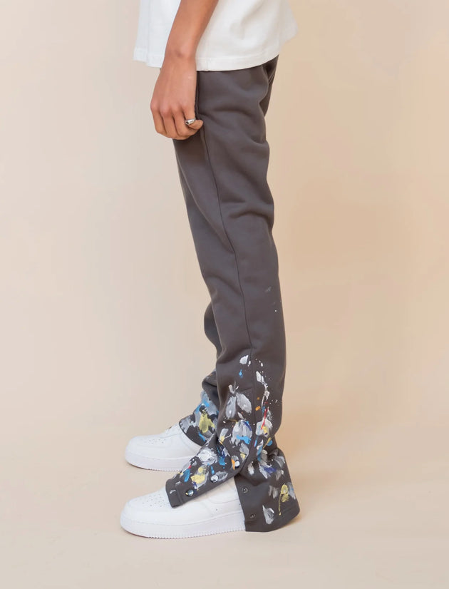 EPTM PAINT SNAP FLARED PANTS - GREY