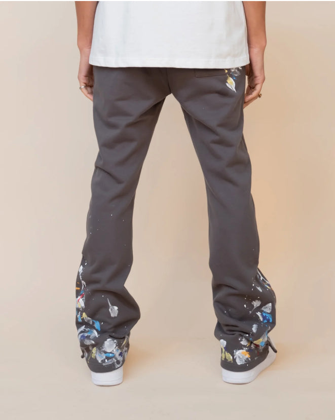 EPTM PAINT SNAP FLARED PANTS - GREY