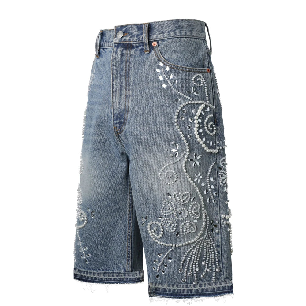LOST INTRICACY Lace Jean Shorts