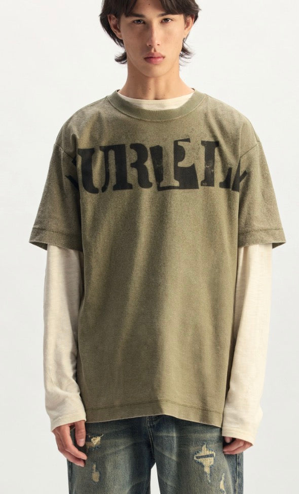 PURPLE textured ss tee winter moss