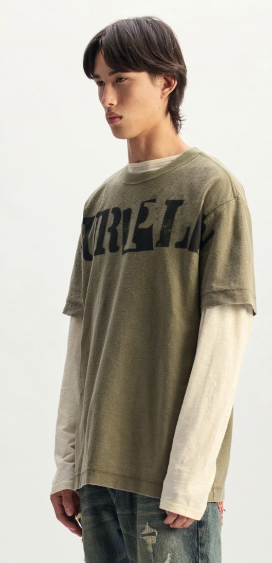 PURPLE textured ss tee winter moss