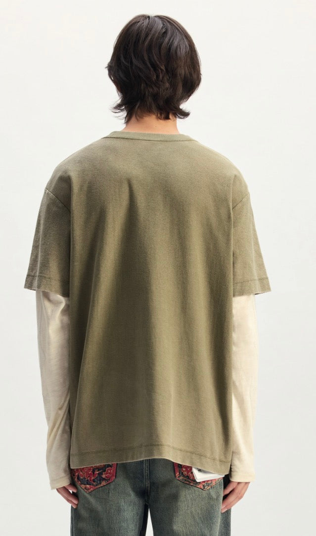 PURPLE textured ss tee winter moss