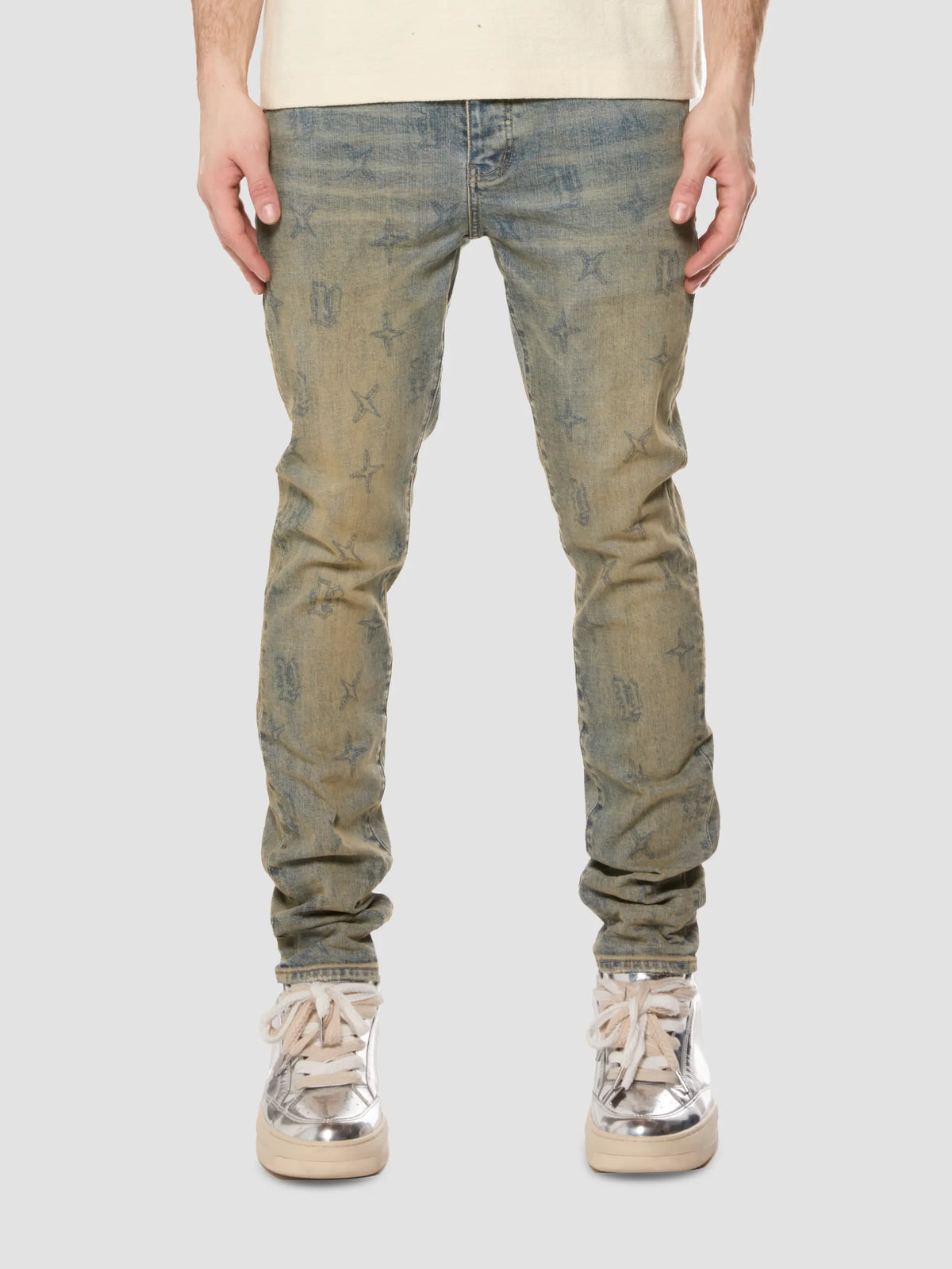PURPLE Gothic Wire Monogram Skinny Jeans