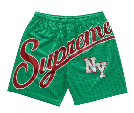 Supreme Men's Big Script Mesh Short Green/red